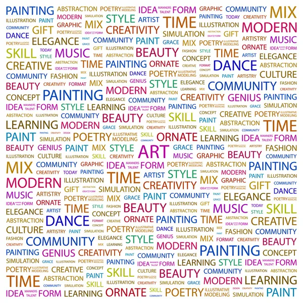 ART. Collage de mots sur fond blanc — Image vectorielle
