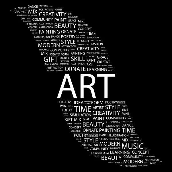 ART. Word collage on black background — Stock Vector
