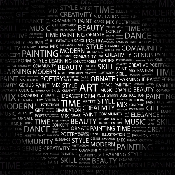ART. Collage Word sur fond noir — Image vectorielle