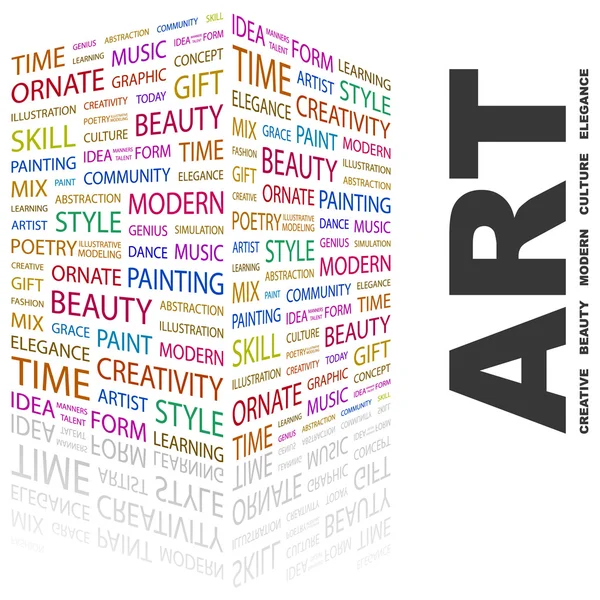 ART. Collage di parole su sfondo bianco — Vettoriale Stock