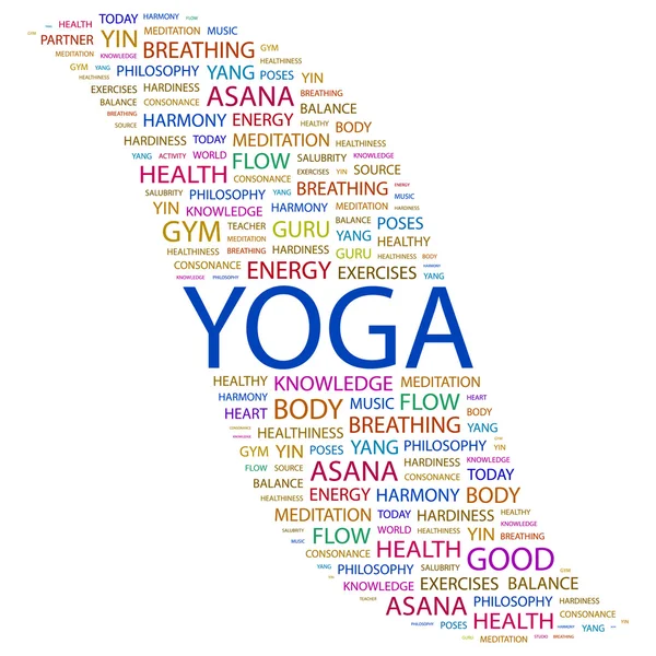 YOGA. Word collage on white background — Stock Vector