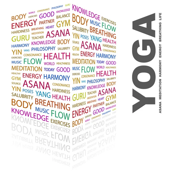 Yoga. Wortcollage auf weißem Hintergrund — Stockvektor
