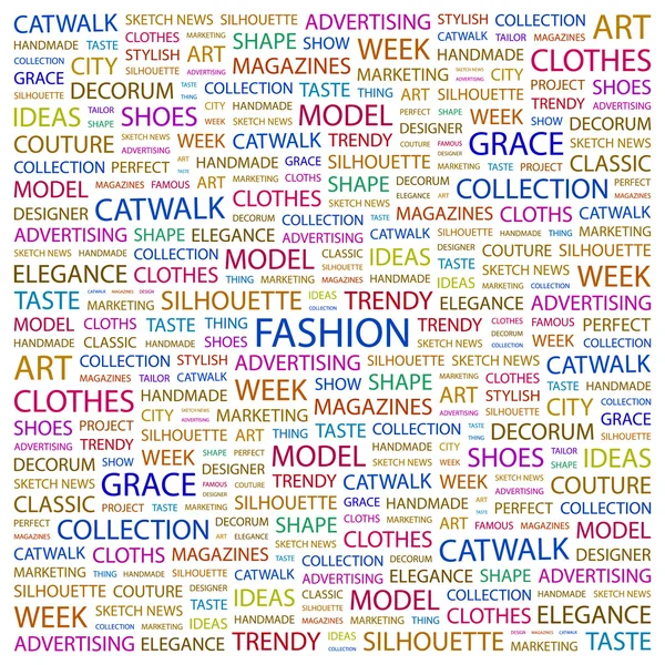 Mode. woord collage op witte achtergrond — Stockvector