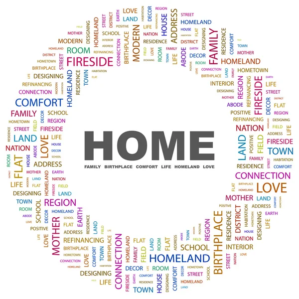 A casa. collage palabra sobre fondo blanco — Vector de stock