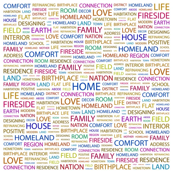 A casa. Collage di parole su sfondo bianco — Vettoriale Stock
