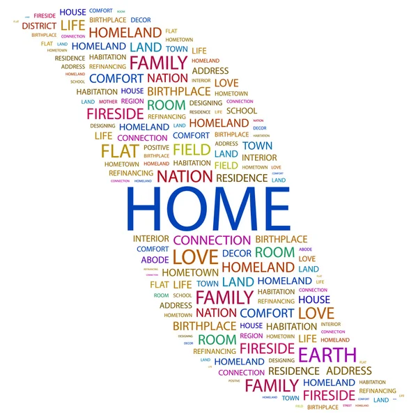 HOME. Word collage on white background — Stock Vector