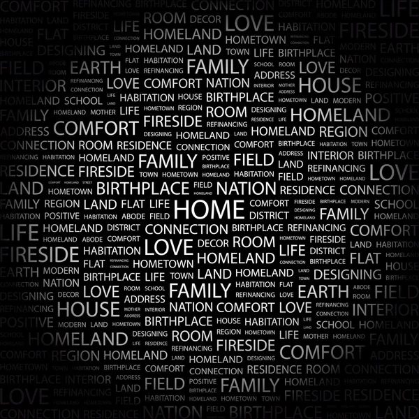 A casa. collage palabra sobre fondo negro — Archivo Imágenes Vectoriales