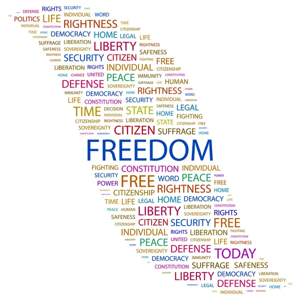 Ελευθερία. λέξη κολάζ σε άσπρο φόντο — Διανυσματικό Αρχείο