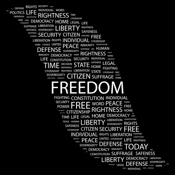Libertad. Libertad. collage palabra sobre fondo negro — Archivo Imágenes Vectoriales
