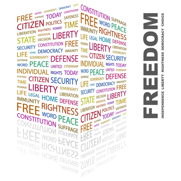 Ελευθερία. λέξη κολάζ σε άσπρο φόντο — Διανυσματικό Αρχείο