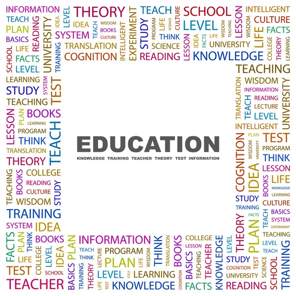 EDUCACIÓN. collage palabra sobre fondo blanco — Vector de stock