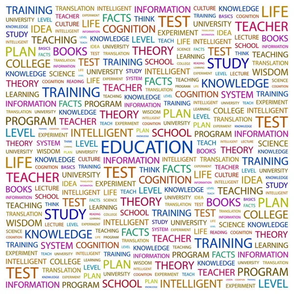 EDUCACIÓN. collage palabra sobre fondo blanco — Vector de stock