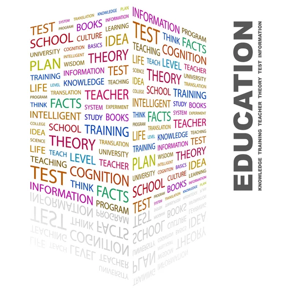 Vzdělání. slovo koláž na bílém pozadí — Stockový vektor