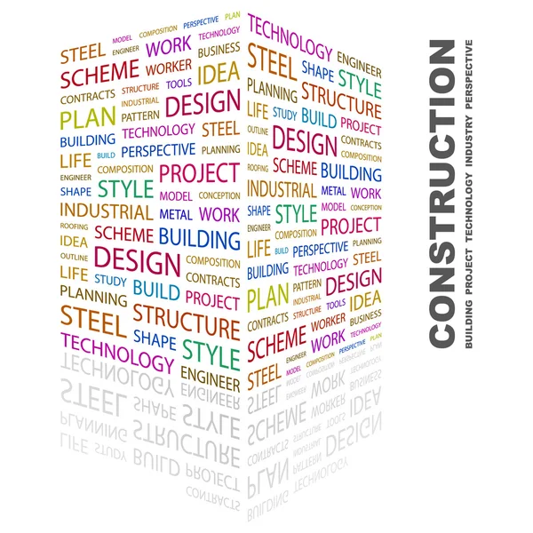 Construction. Word collage on white background — Stock Vector