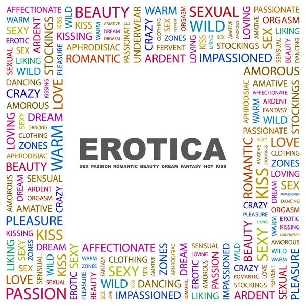 Erotica. woord collage op witte achtergrond — Stockvector