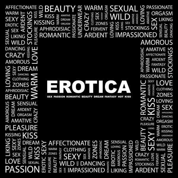 Erotik. ordet collage på svart bakgrund — Stock vektor