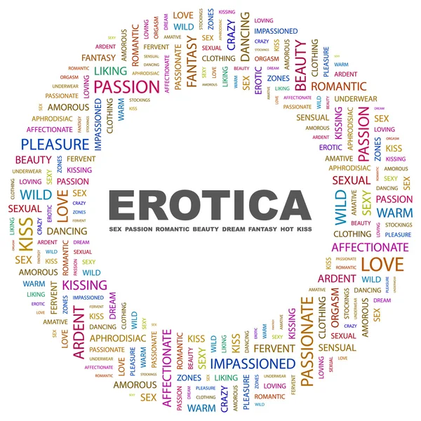 EROTICA. Word collage on white background — Stock Vector