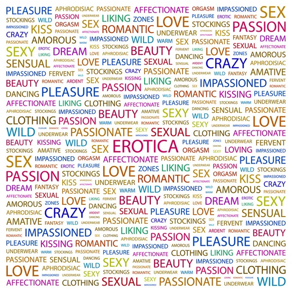 Erotik. Wortcollage auf weißem Hintergrund — Stockvektor