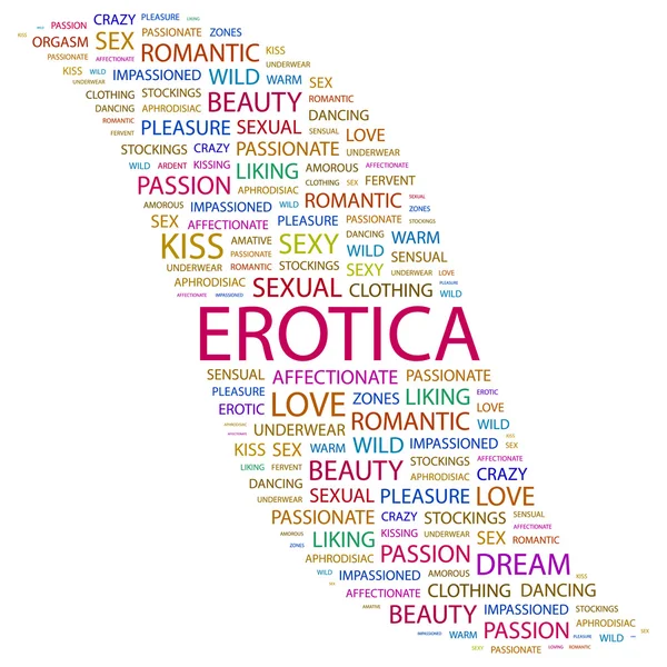 EROTICA. collage palabra sobre fondo blanco — Vector de stock