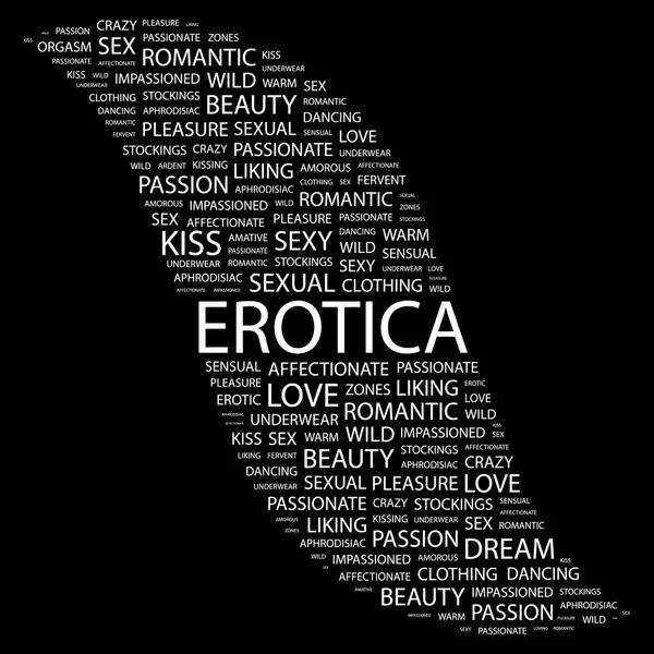 Erotik. siyah arka plan üzerinde kelime kolaj — Stok Vektör