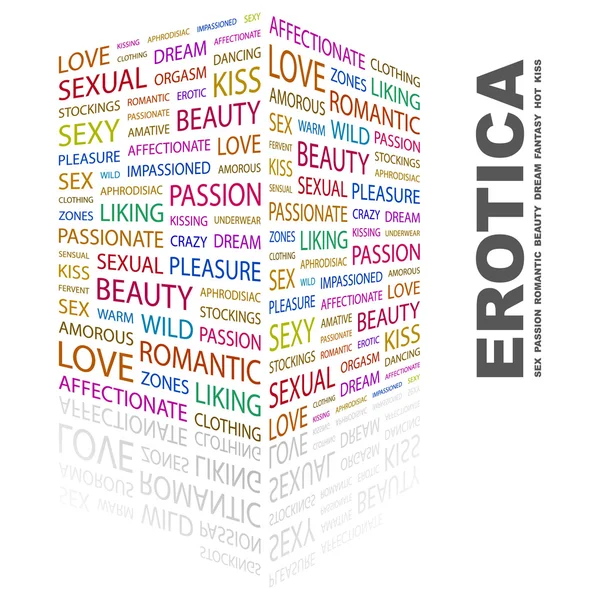 EROTICA. Word collage on white background — Stock Vector