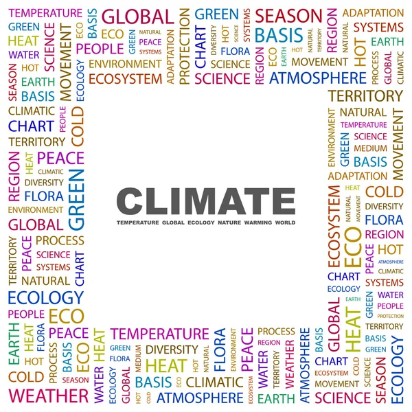 CLIMAT. Collage de mots sur fond blanc — Image vectorielle