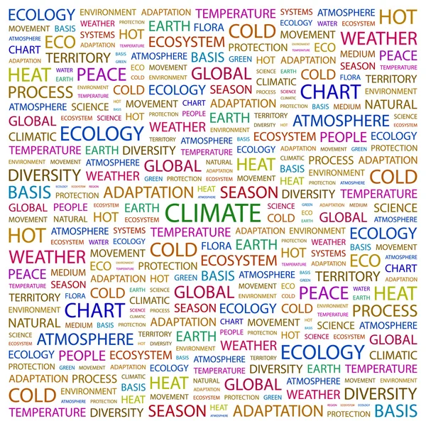 Podnebí. slovo koláž na bílém pozadí — Stockový vektor