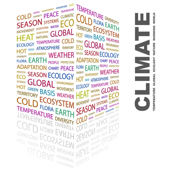 Klimaat. woord collage op witte achtergrond — Stockvector