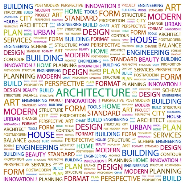 ARCHITECTURE. Word collage on white background — Stock Vector