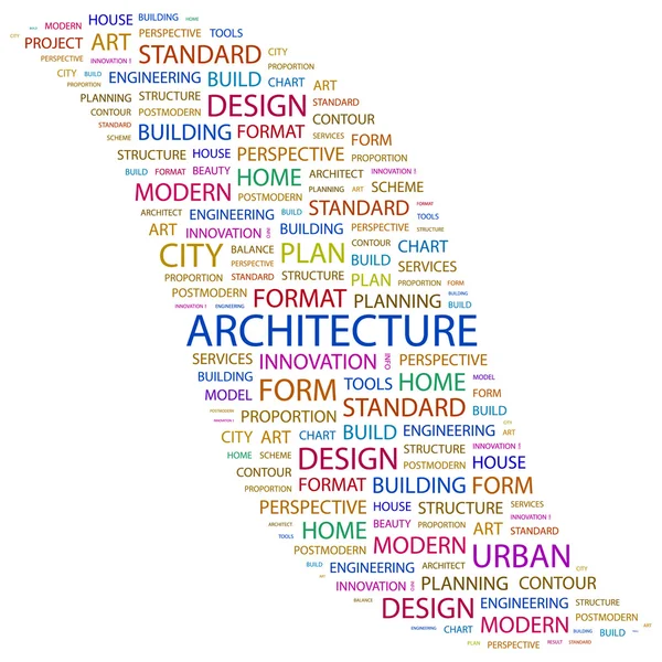 ARCHITECTURE. Word collage on white background — Stock Vector