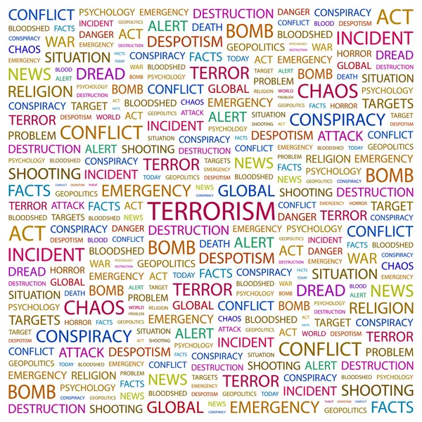 Terrorismus. Wortcollage auf weißem Hintergrund — Stockvektor