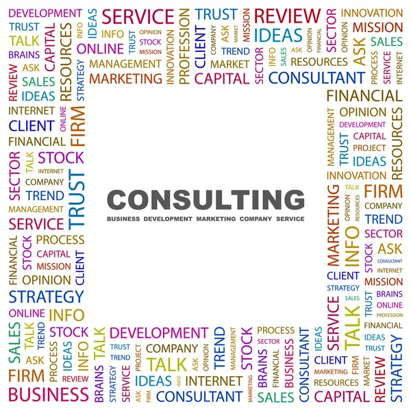 CONSULTING. Word collage on white background — Stock Vector
