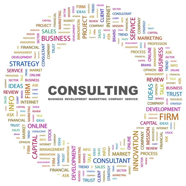 CONSULTING. Word collage on white background — Stock Vector