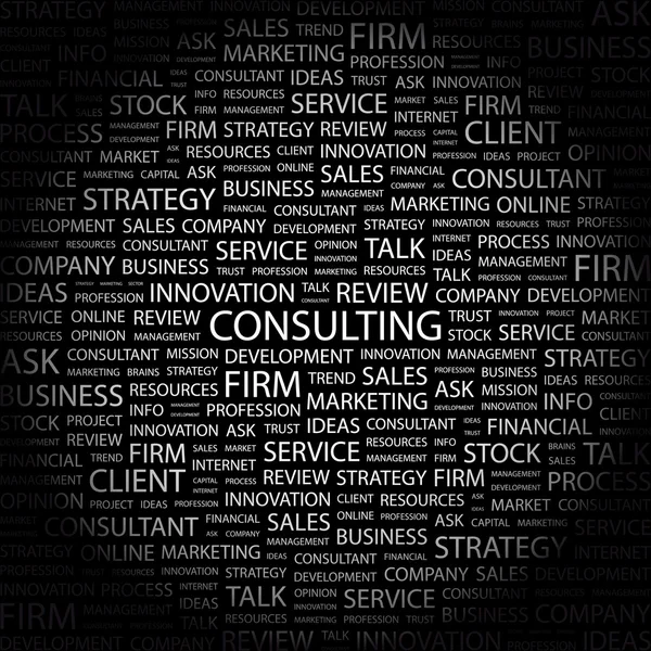 CONSULTING. Word collage on black background. — Stock Vector