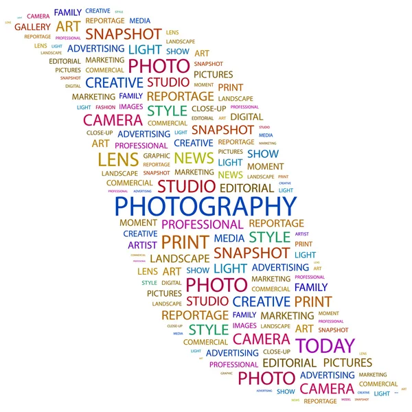 FOTOGRAFIA. Collage di parole su sfondo bianco — Vettoriale Stock