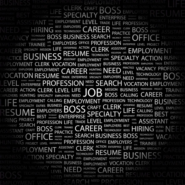 JOB. Word collage on black background — Stock Vector