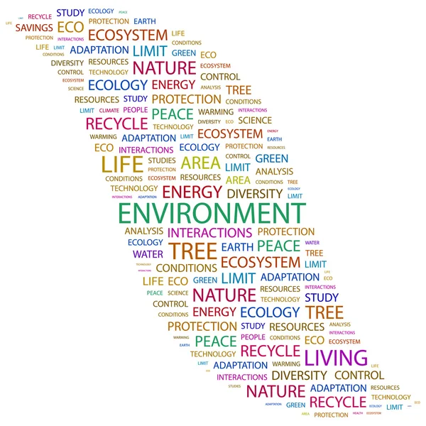 ENVIRONMENT. Word collage on white background — Stock Vector