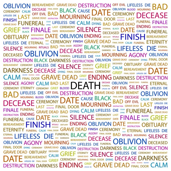 Muerte. collage palabra sobre fondo blanco — Archivo Imágenes Vectoriales
