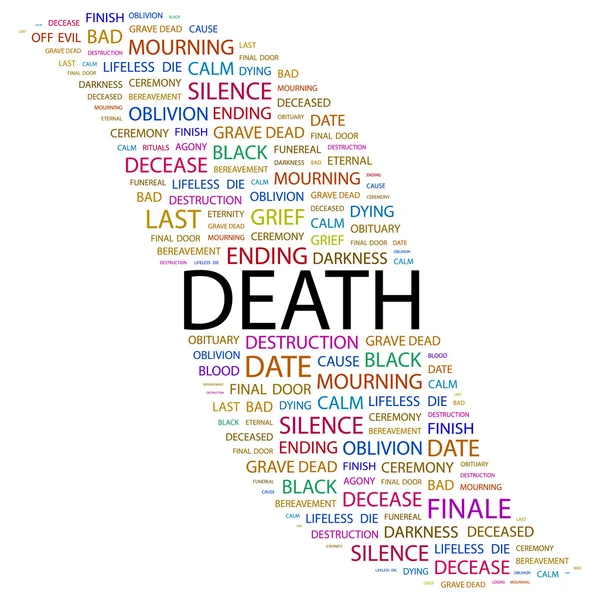 Smrt. slovo koláž na bílém pozadí — Stockový vektor
