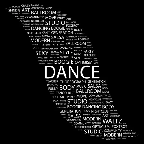 Tanz. Wortcollage auf schwarzem Hintergrund — Stockvektor
