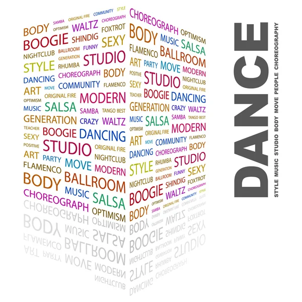 DANCE. Word collage on white background. — Stock Vector