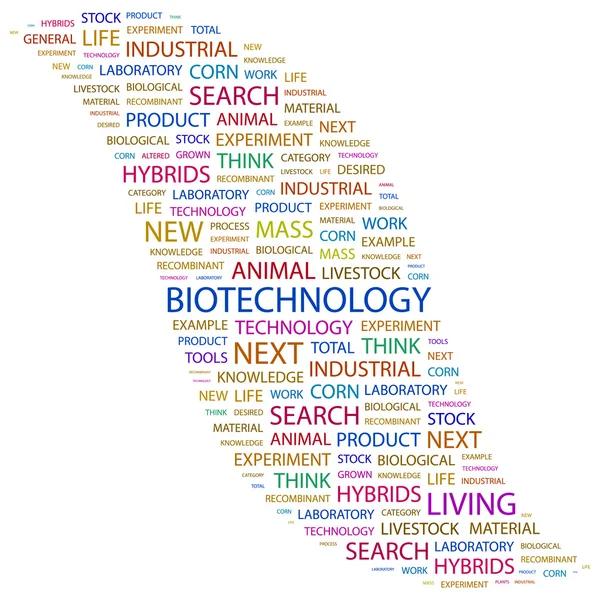 Biotechnologie. slovo koláž na bílém pozadí — Stockový vektor