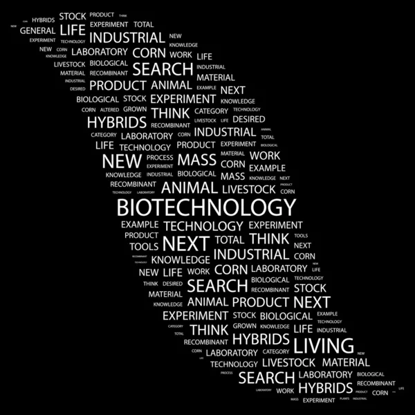 BIOTECHNOLOGY. Word collage on black background — Stock Vector