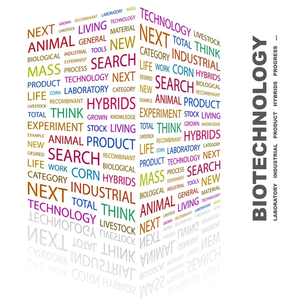 BIOTECNOLOGÍA. collage palabra sobre fondo blanco — Vector de stock