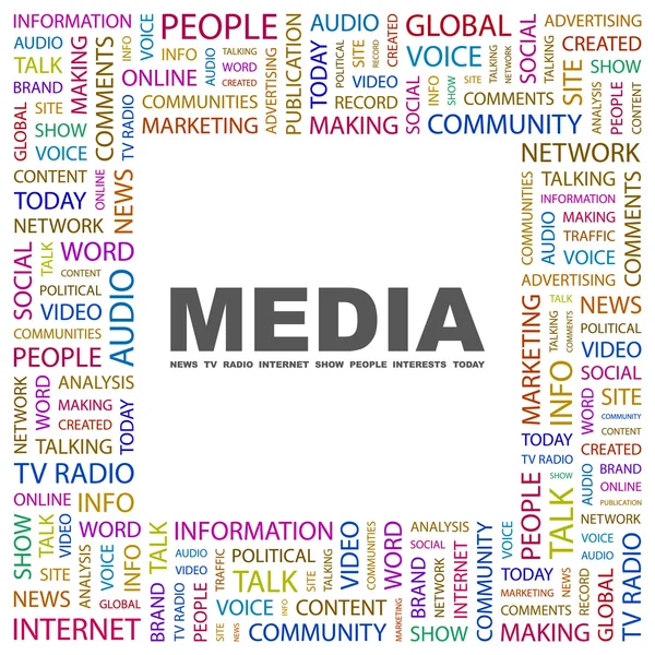 MEDIA. collage palabra sobre fondo blanco — Vector de stock
