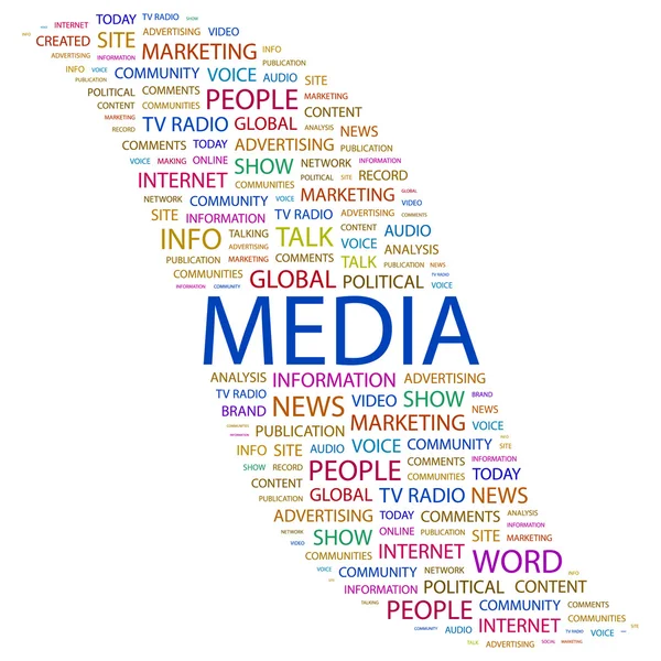 MEDIA. Collage di parole su sfondo bianco — Vettoriale Stock