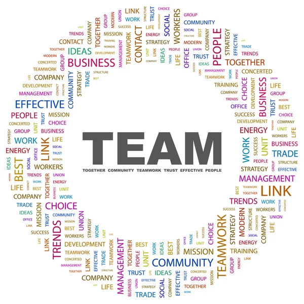 TEAM. Word collage on white background — Stock Vector