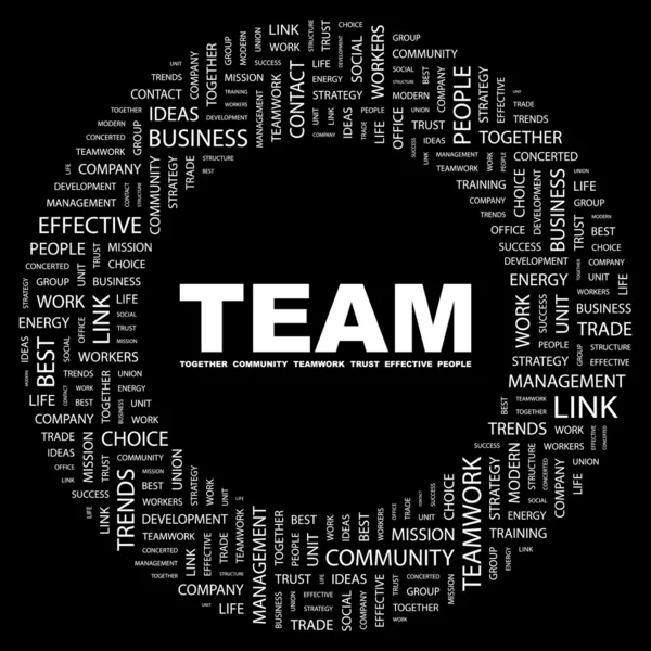 TEAM. Word collage on black background — Stock Vector