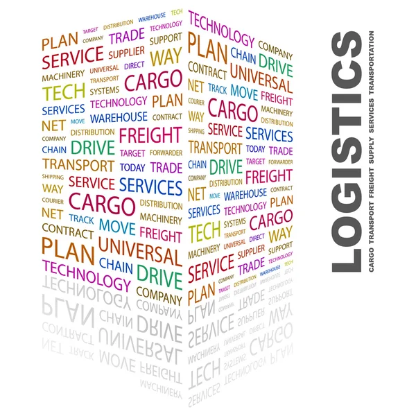 Logistiek. woord collage op witte achtergrond — Stockvector