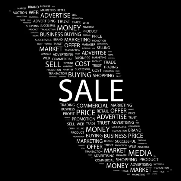 Försäljning. ordet collage på svart bakgrund — Stock vektor